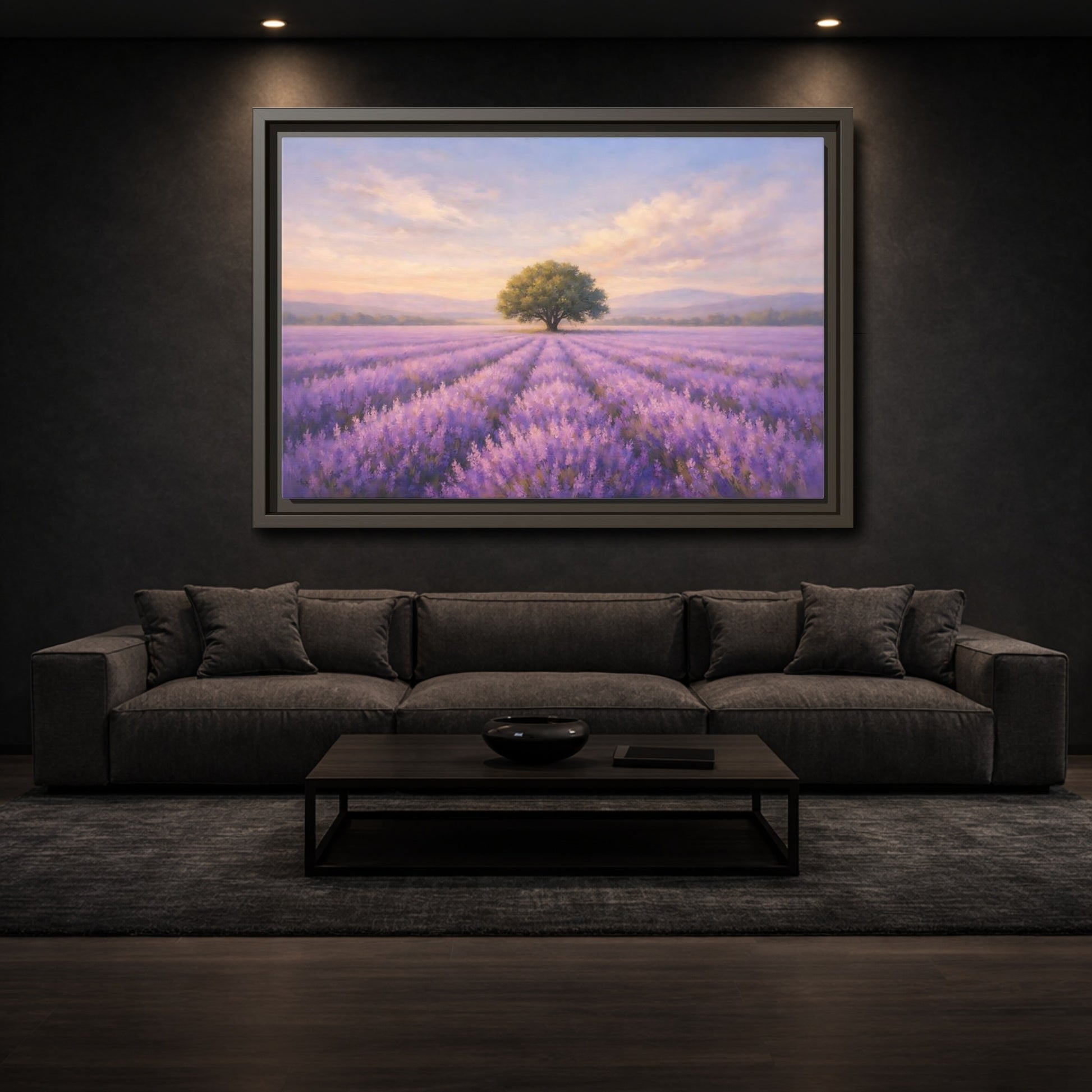 Mockup 2. Nature Lavender Field Purple Lavender shown as stretched canvas wall art