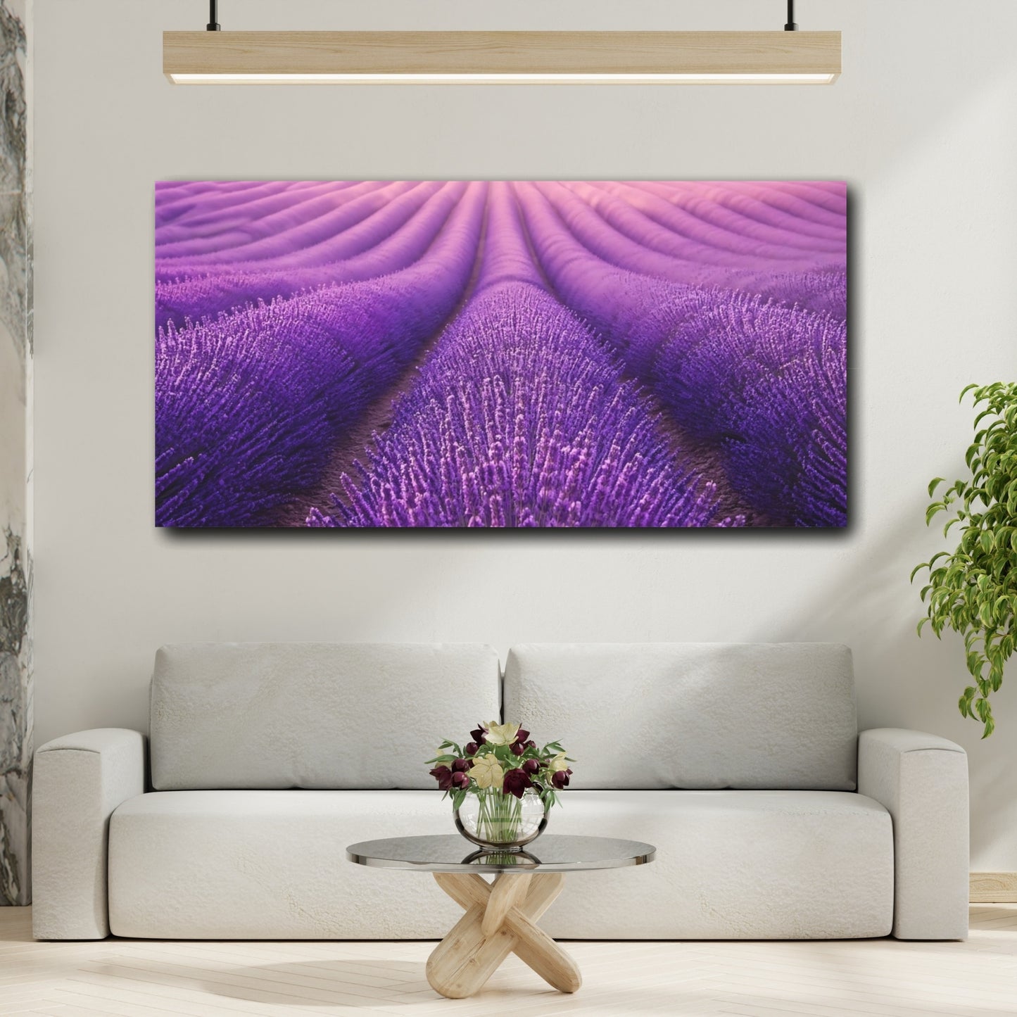 Mockup 3. Nature Lavender Field Purple Lavender shown as stretched canvas wall art