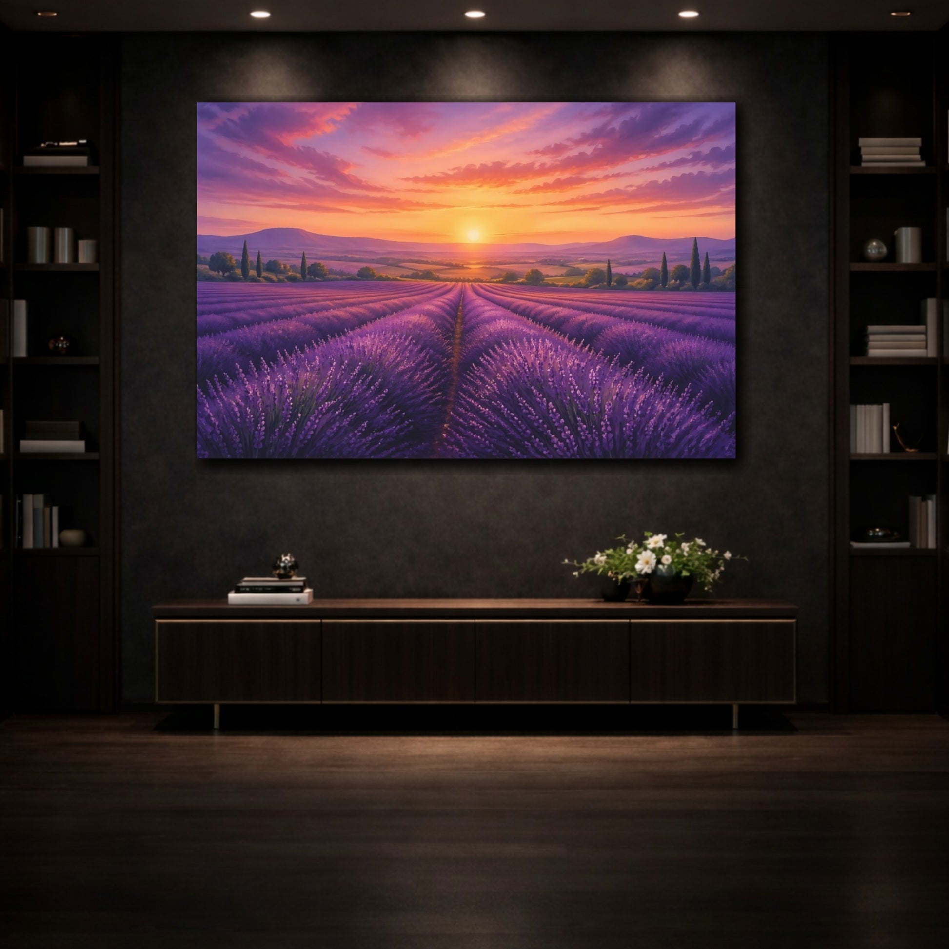Mockup 3. Nature Lavender Field Purple Lavender shown as stretched canvas wall art
