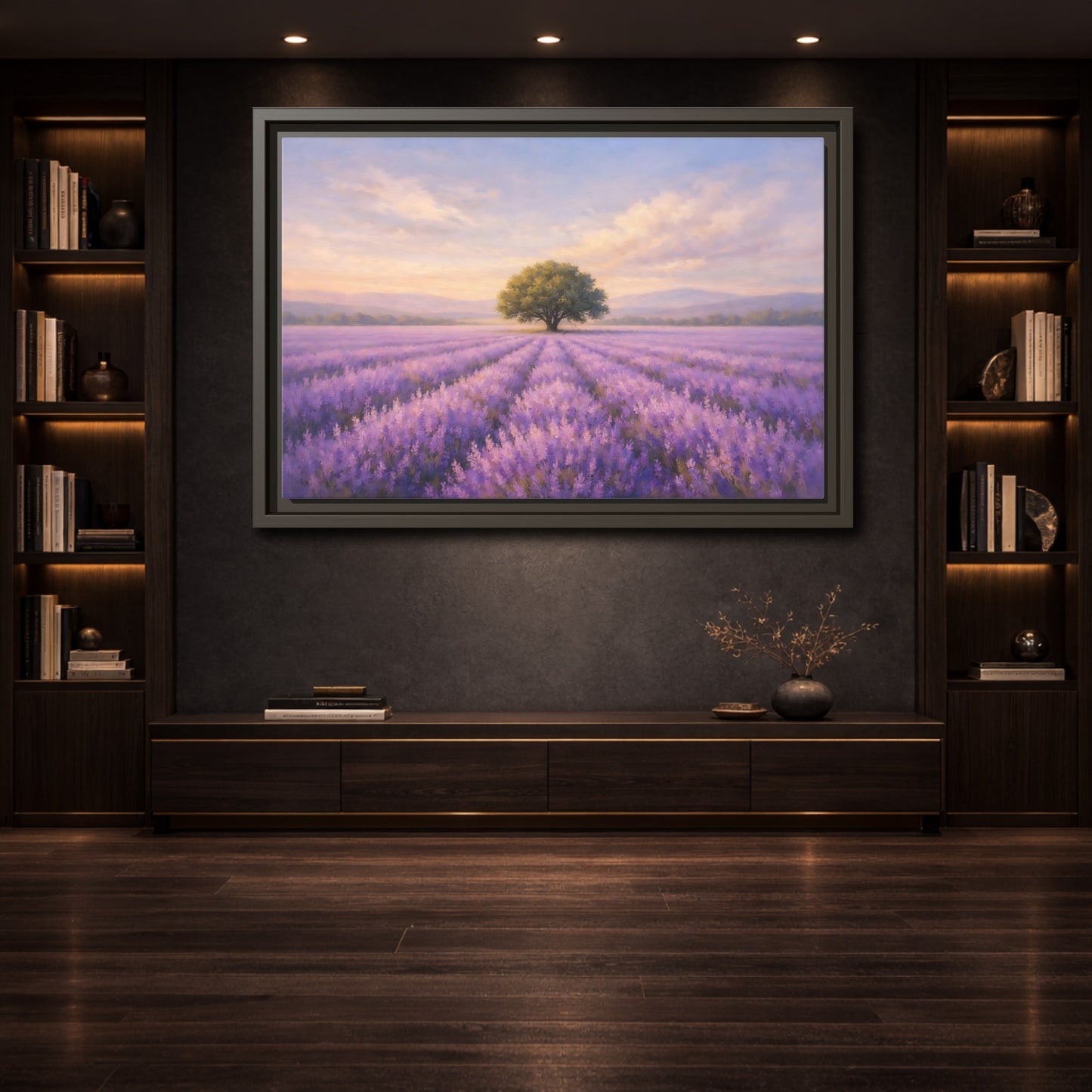 Mockup 3. Nature Lavender Field Purple Lavender shown as stretched canvas wall art