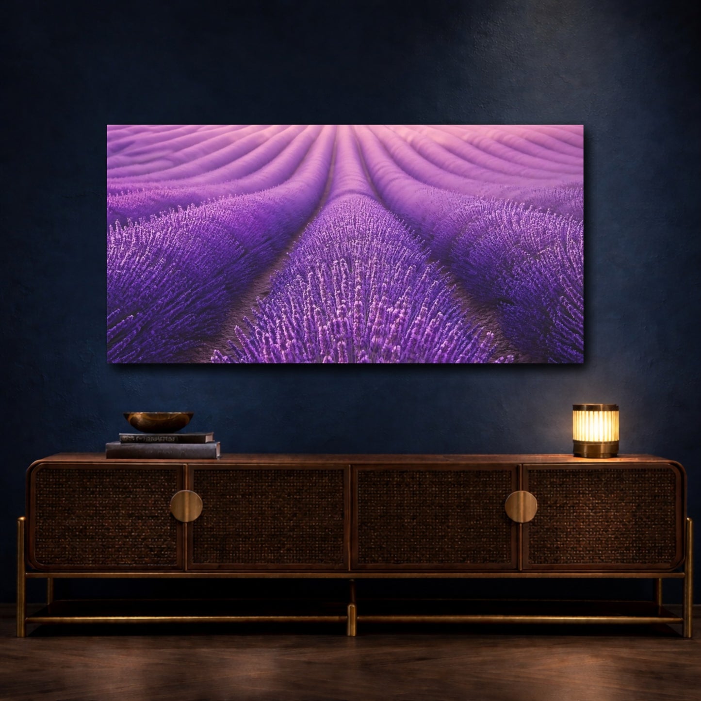 Mockup 4. Nature Lavender Field Purple Lavender shown as stretched canvas wall art