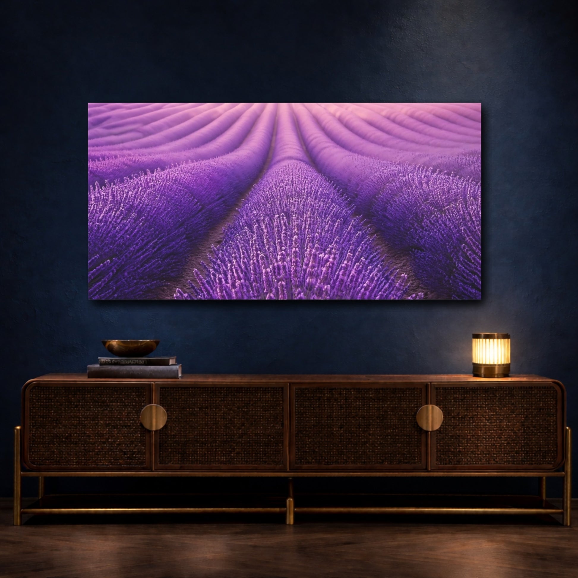 Mockup 4. Nature Lavender Field Purple Lavender shown as stretched canvas wall art