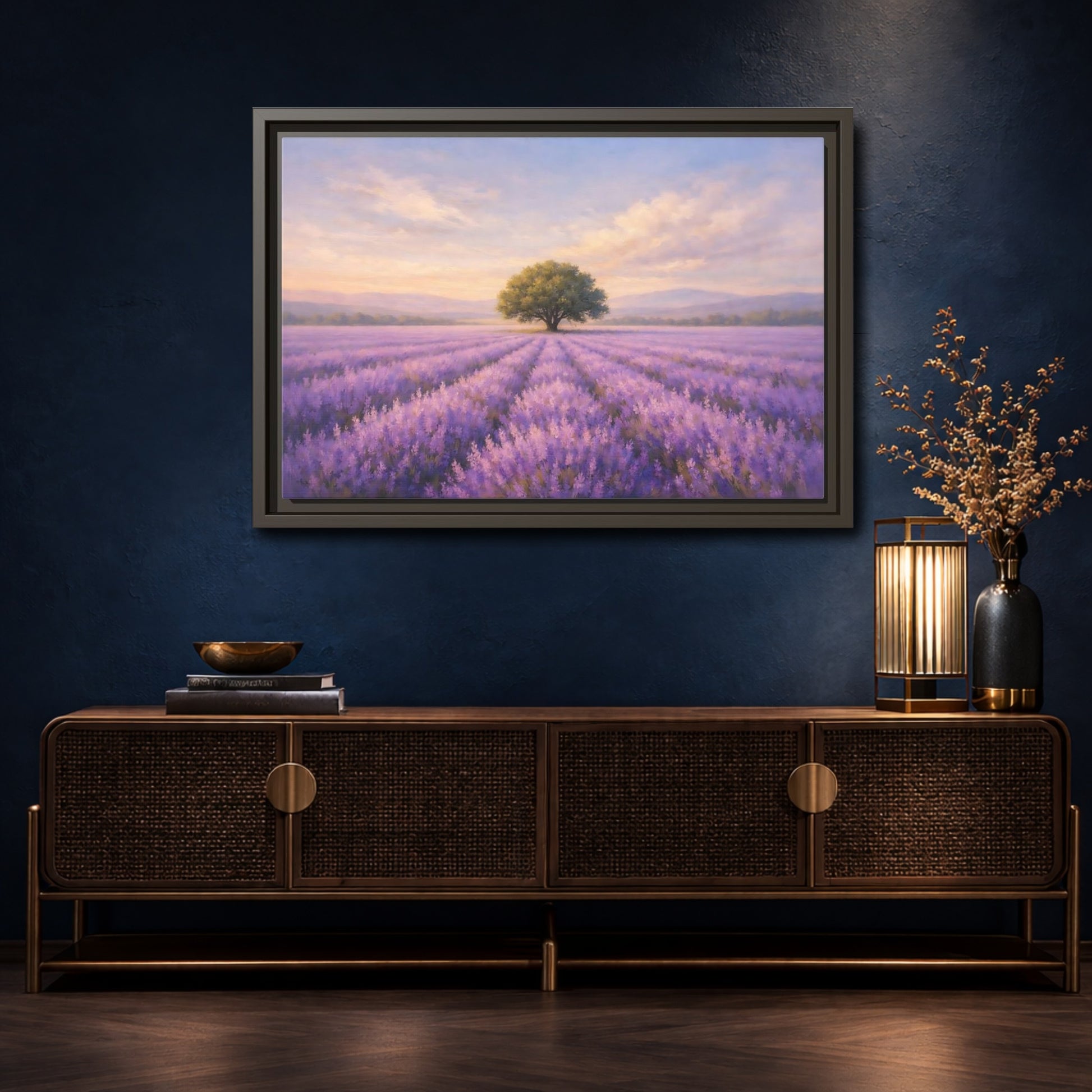 Mockup 4. Nature Lavender Field Purple Lavender shown as stretched canvas wall art