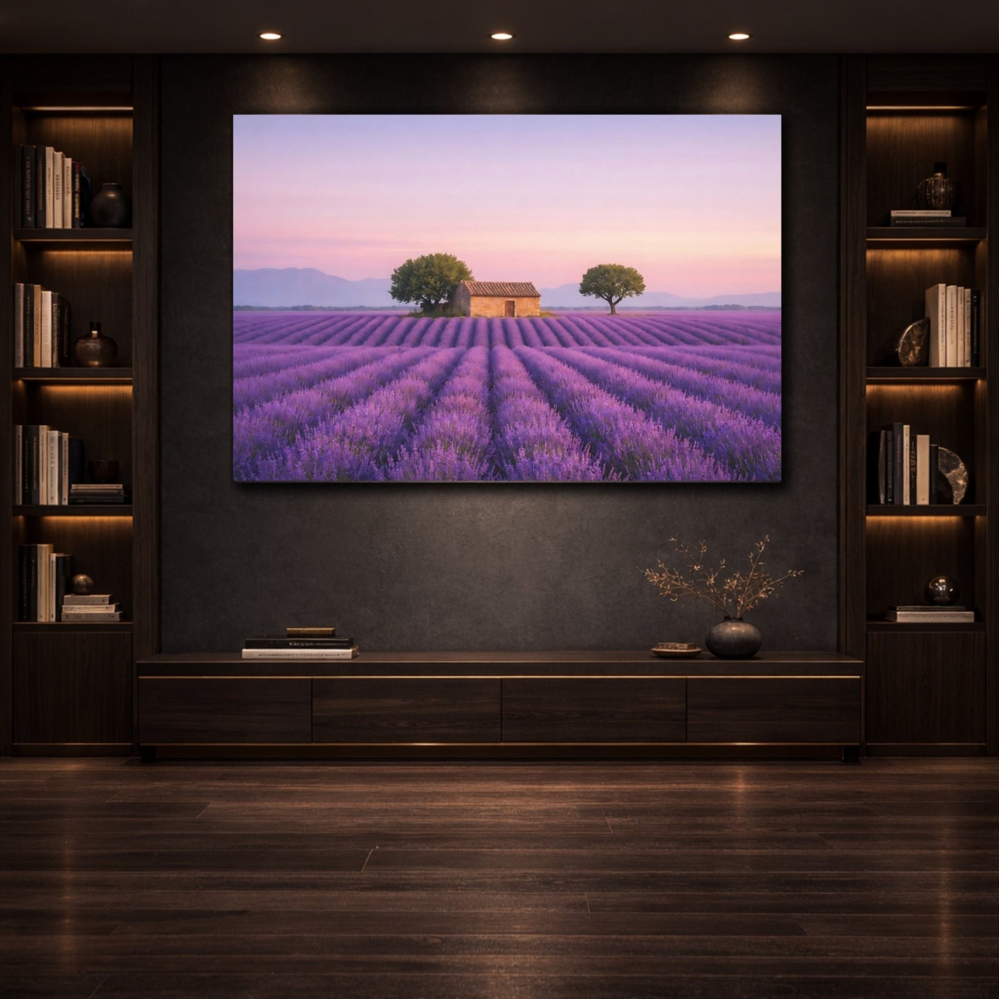 Nature Lavender Field Sunset - Canvas Wall Art Print - YesArtYes