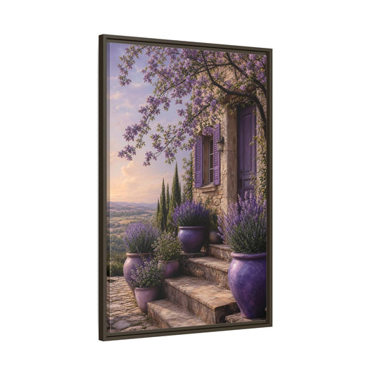 Main Mockup. Nature Lavender House Purple Lavender shown as framed canvas print