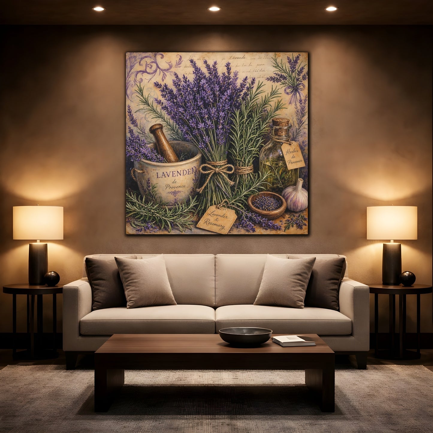Mockup 2. Nature Lavender Lavender Purple shown as stretched canvas wall art