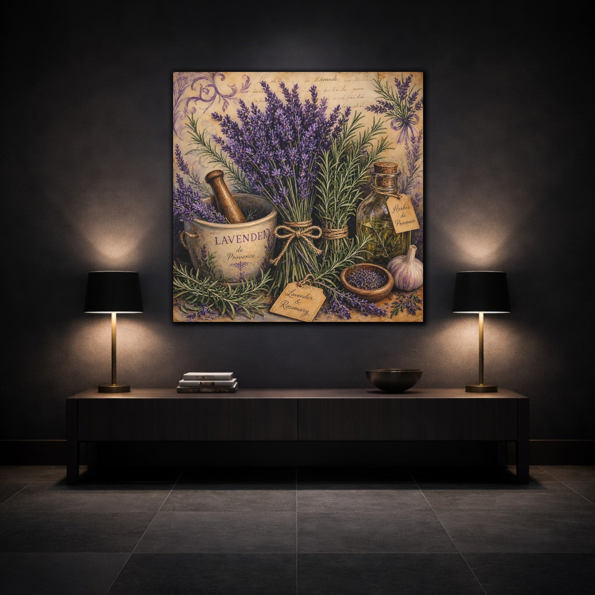 Mockup 3. Nature Lavender Lavender Purple shown as stretched canvas wall art