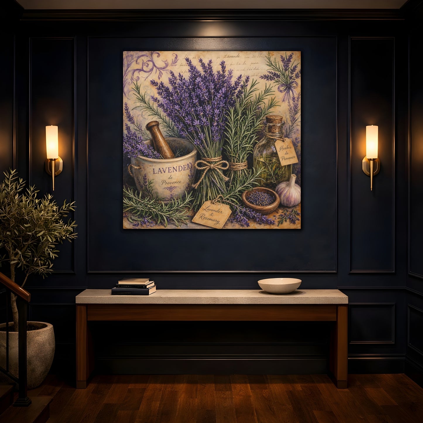 Mockup 4. Nature Lavender Lavender Purple shown as stretched canvas wall art