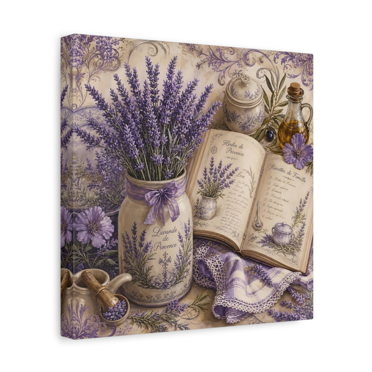 Side Mockup 8. Nature Lavender Purple Lavender shown as stretched canvas wall art