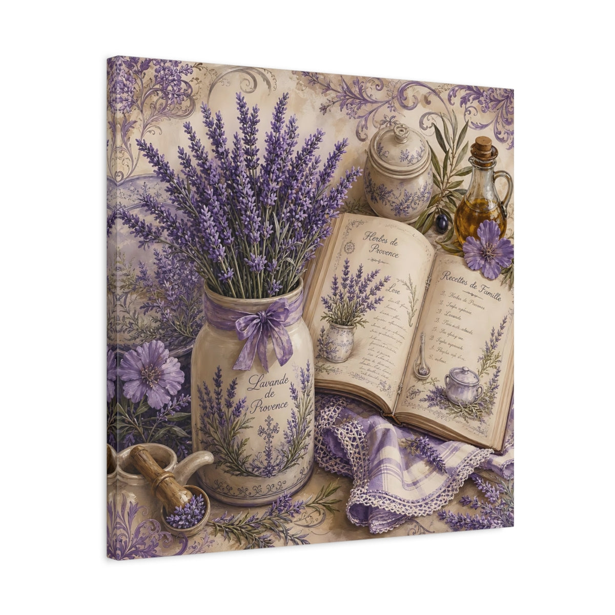 Side Mockup 4. Nature Lavender Purple Lavender shown as stretched canvas wall art