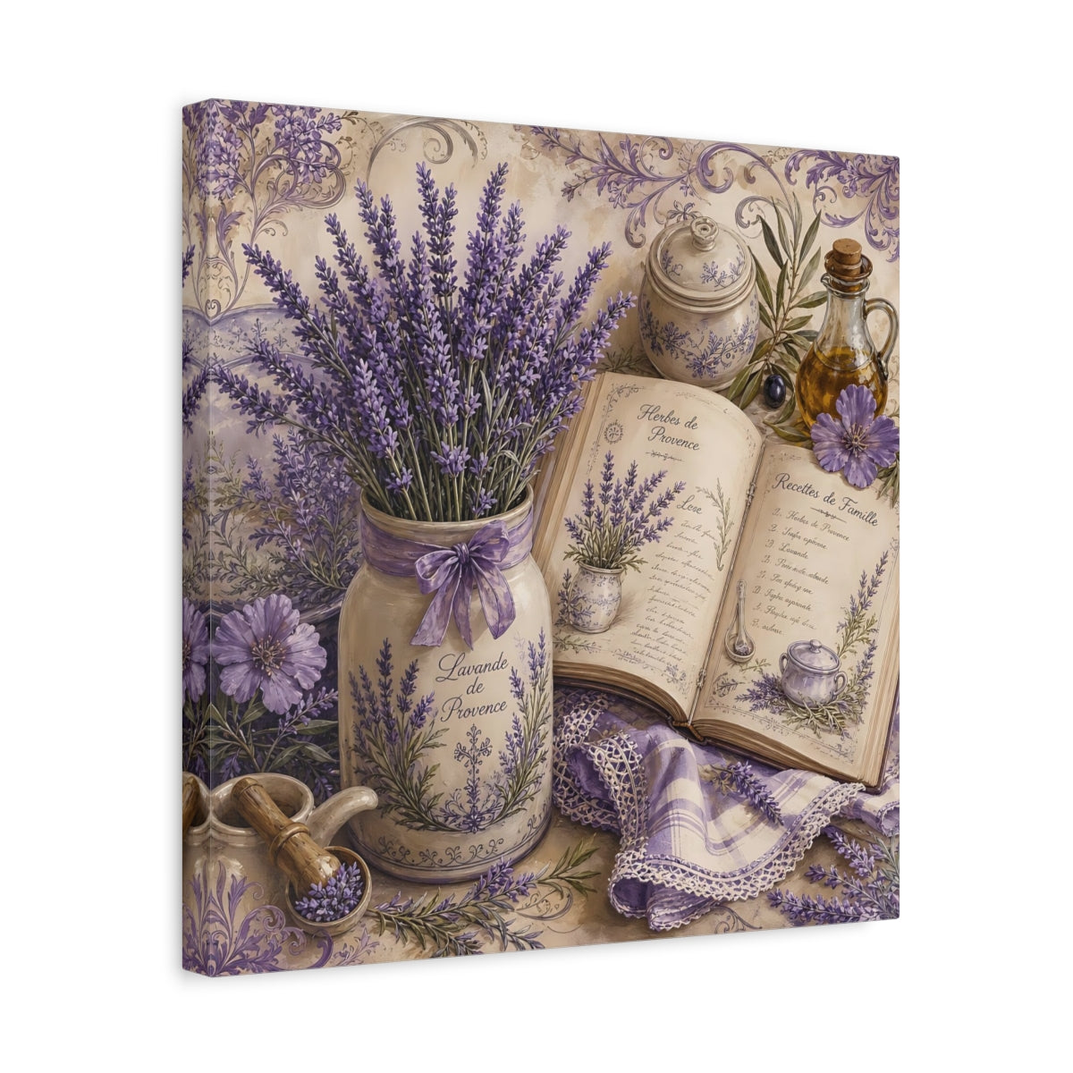 Side Mockup 6. Nature Lavender Purple Lavender shown as stretched canvas wall art
