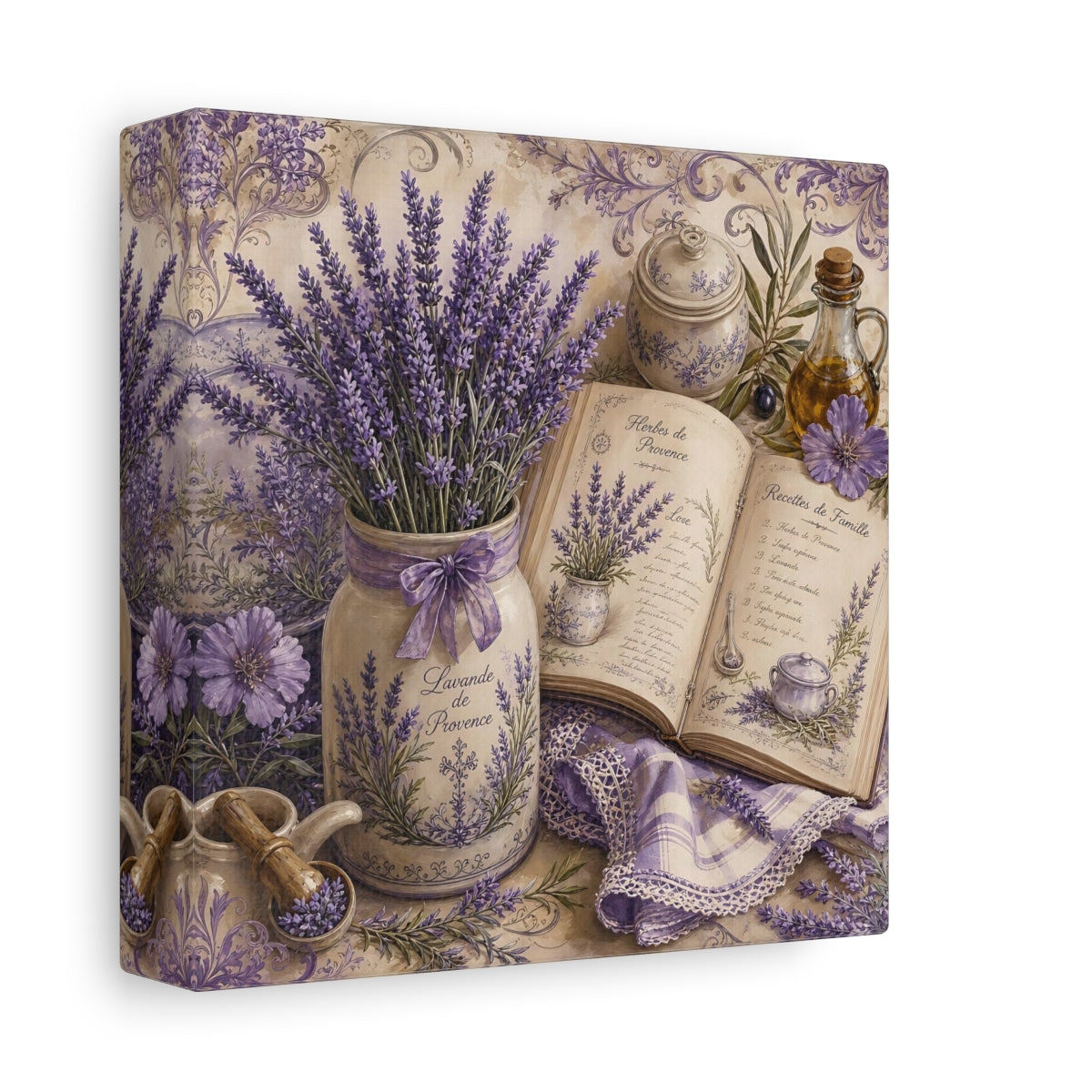 Side Mockup 2. Nature Lavender Purple Lavender shown as stretched canvas wall art