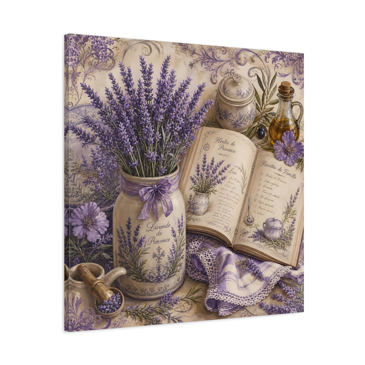 Side Mockup 3. Nature Lavender Purple Lavender shown as stretched canvas wall art