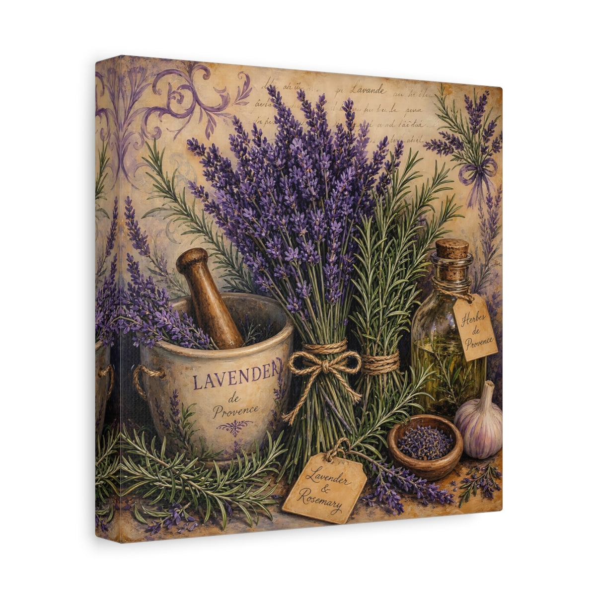 Side Mockup 9. Nature Lavender Lavender Purple shown as stretched canvas wall art