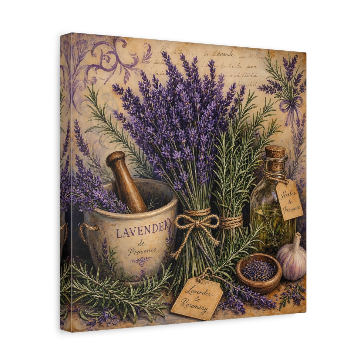 Side Mockup 7. Nature Lavender Lavender Purple shown as stretched canvas wall art