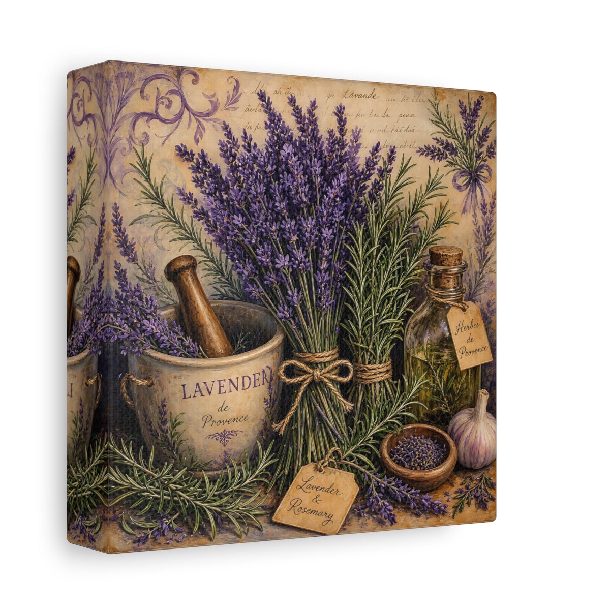 Side Mockup 2. Nature Lavender Lavender Purple shown as stretched canvas wall art