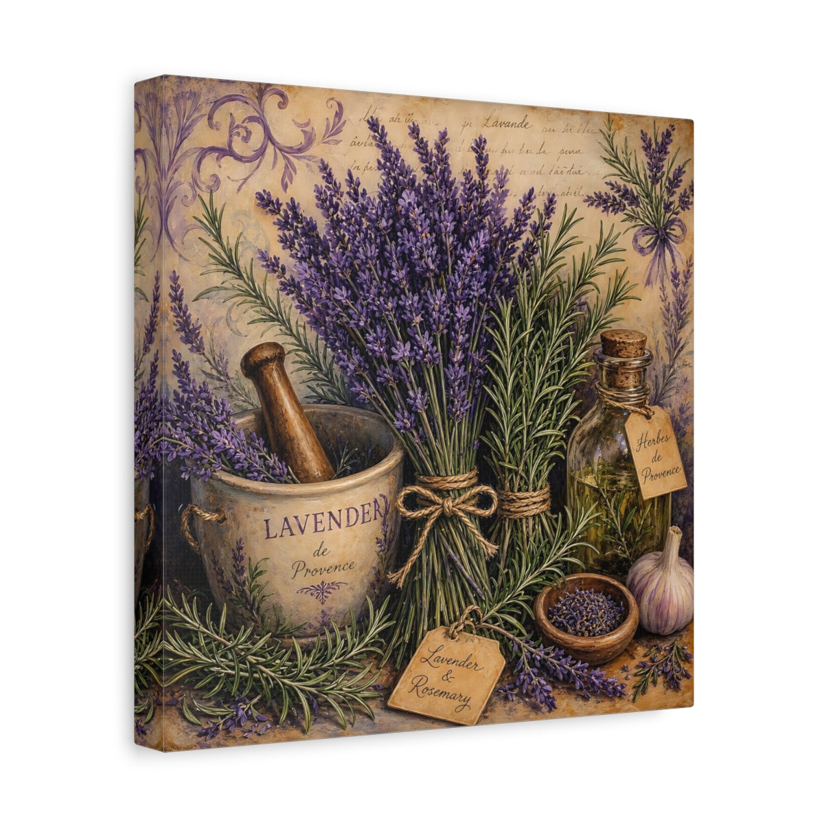 Side Mockup 8. Nature Lavender Lavender Purple shown as stretched canvas wall art