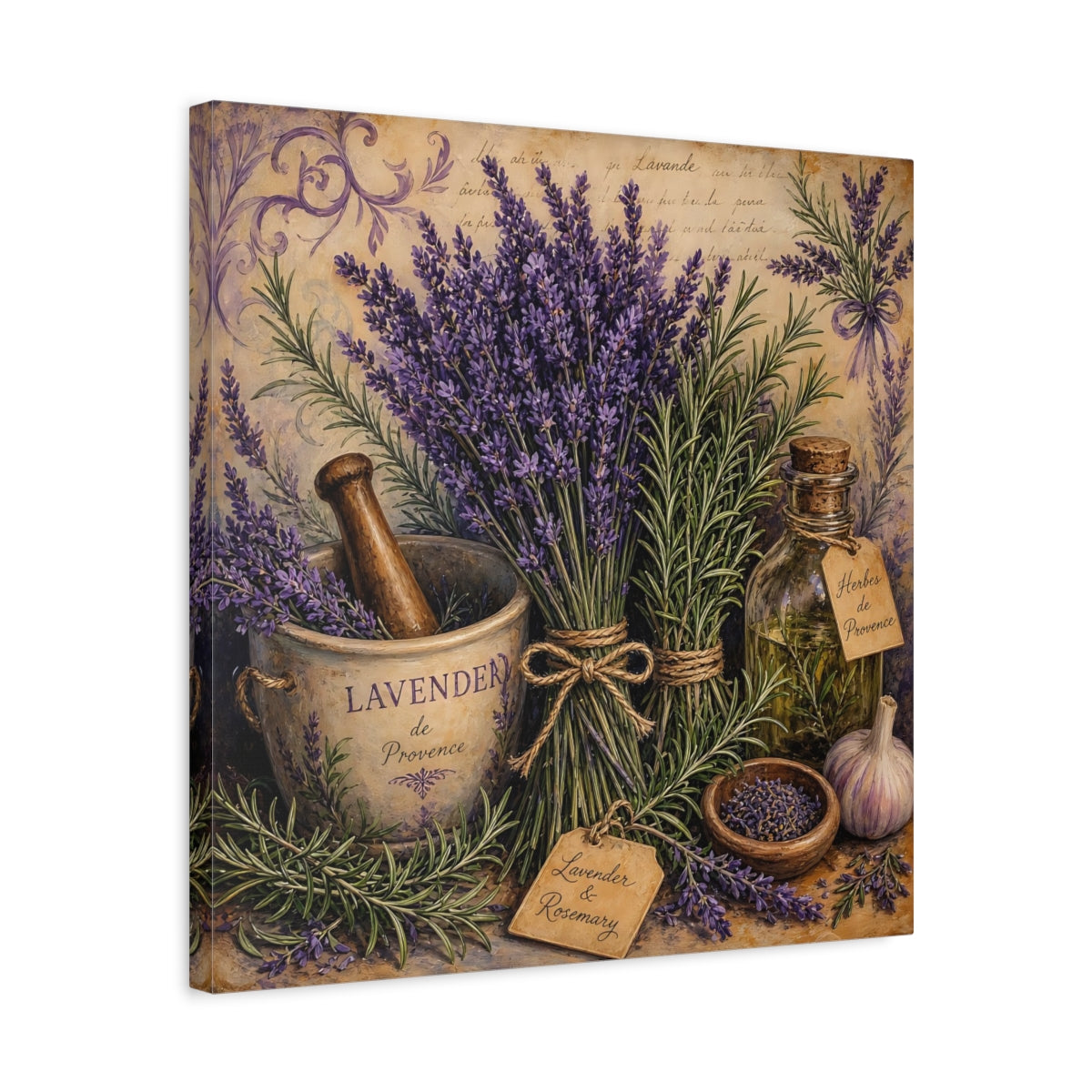 Side Mockup 5. Nature Lavender Lavender Purple shown as stretched canvas wall art