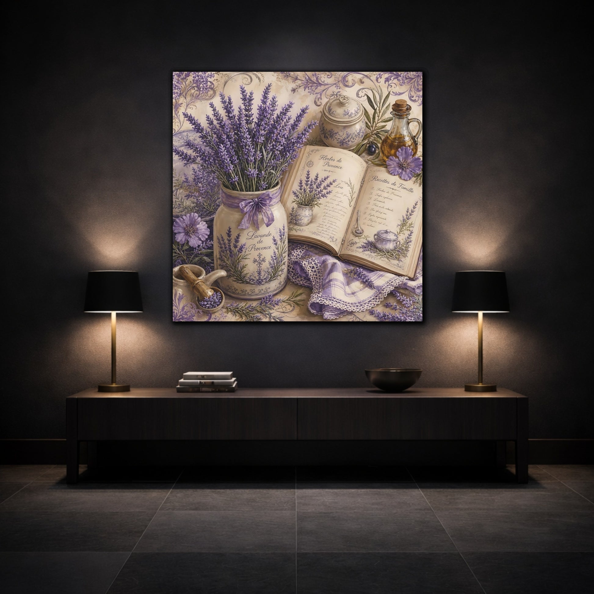 Mockup 3. Nature Lavender Purple Lavender shown as stretched canvas wall art