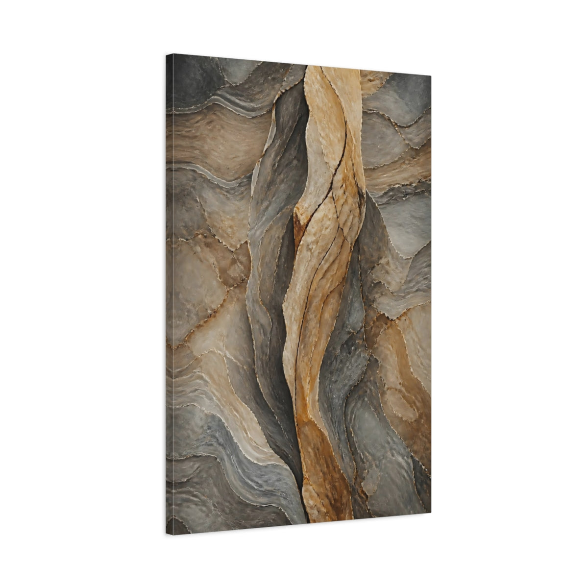 Main Mockup. Nature Layered Rock Brown And Grey shown as stretched canvas wall art