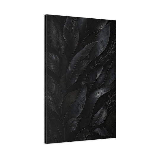 Nature Leaves Monochrome Foliage Canvas Print – Living Room, Above Fireplace, - YesArtYes