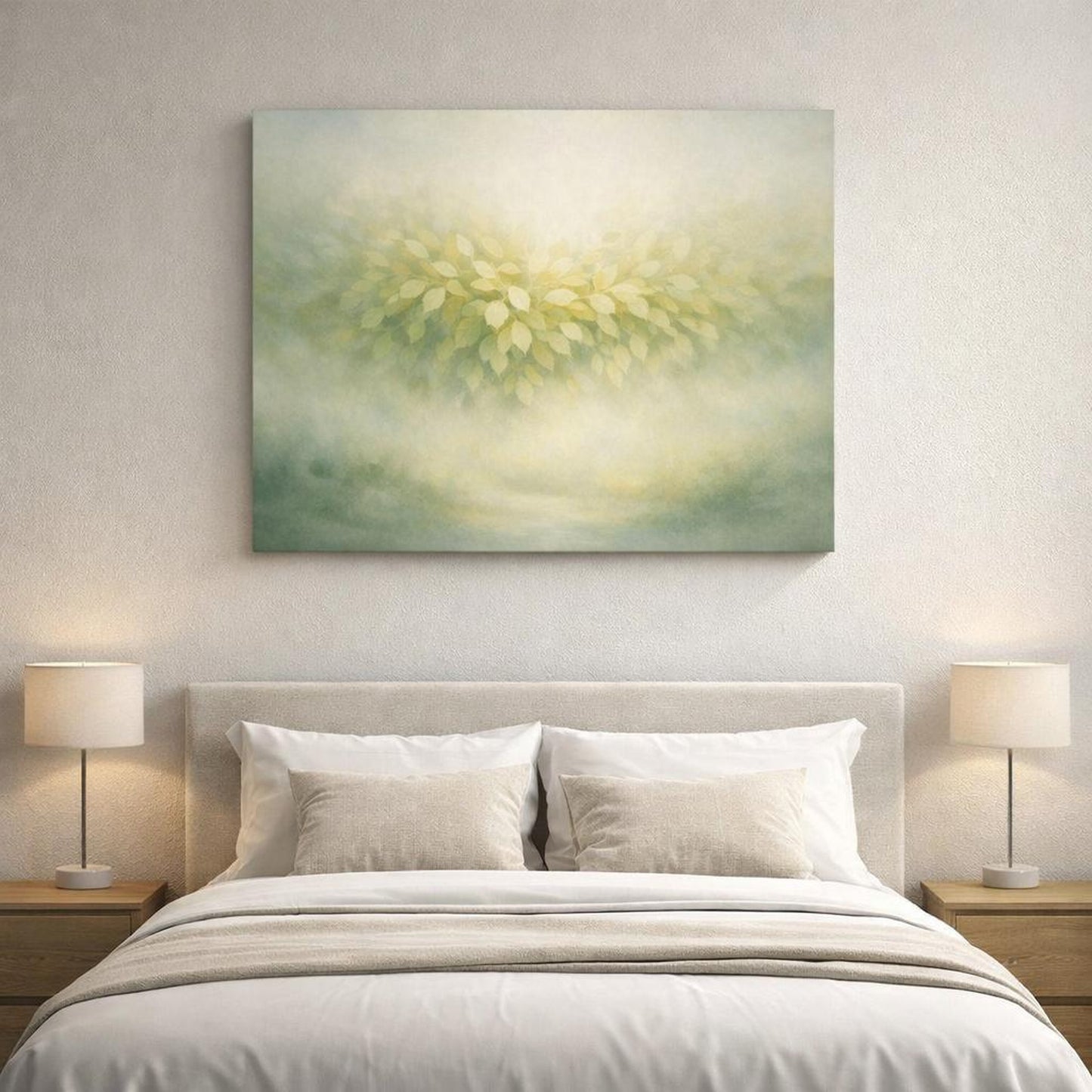 Nature Leaves Peaceful shown as canvas wall art in a luxury executive office