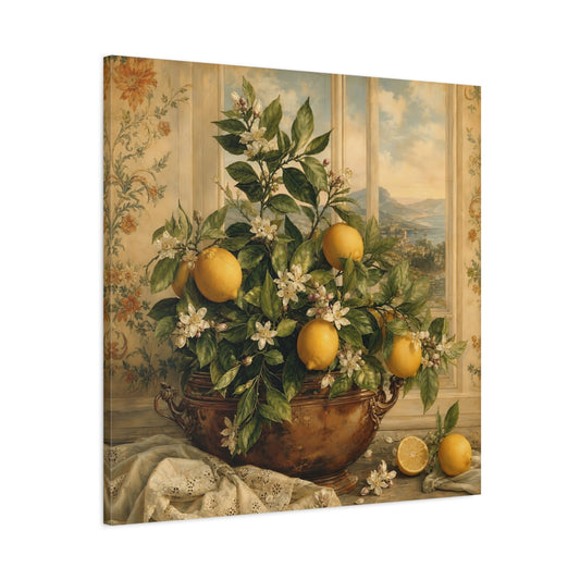 Main Mockup. Nature Lemon Plant Yellow Lemons shown as stretched canvas wall art
