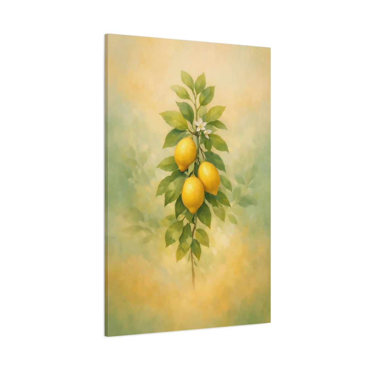 Nature Lemons Yellow And Green shown as stretched canvas wall art