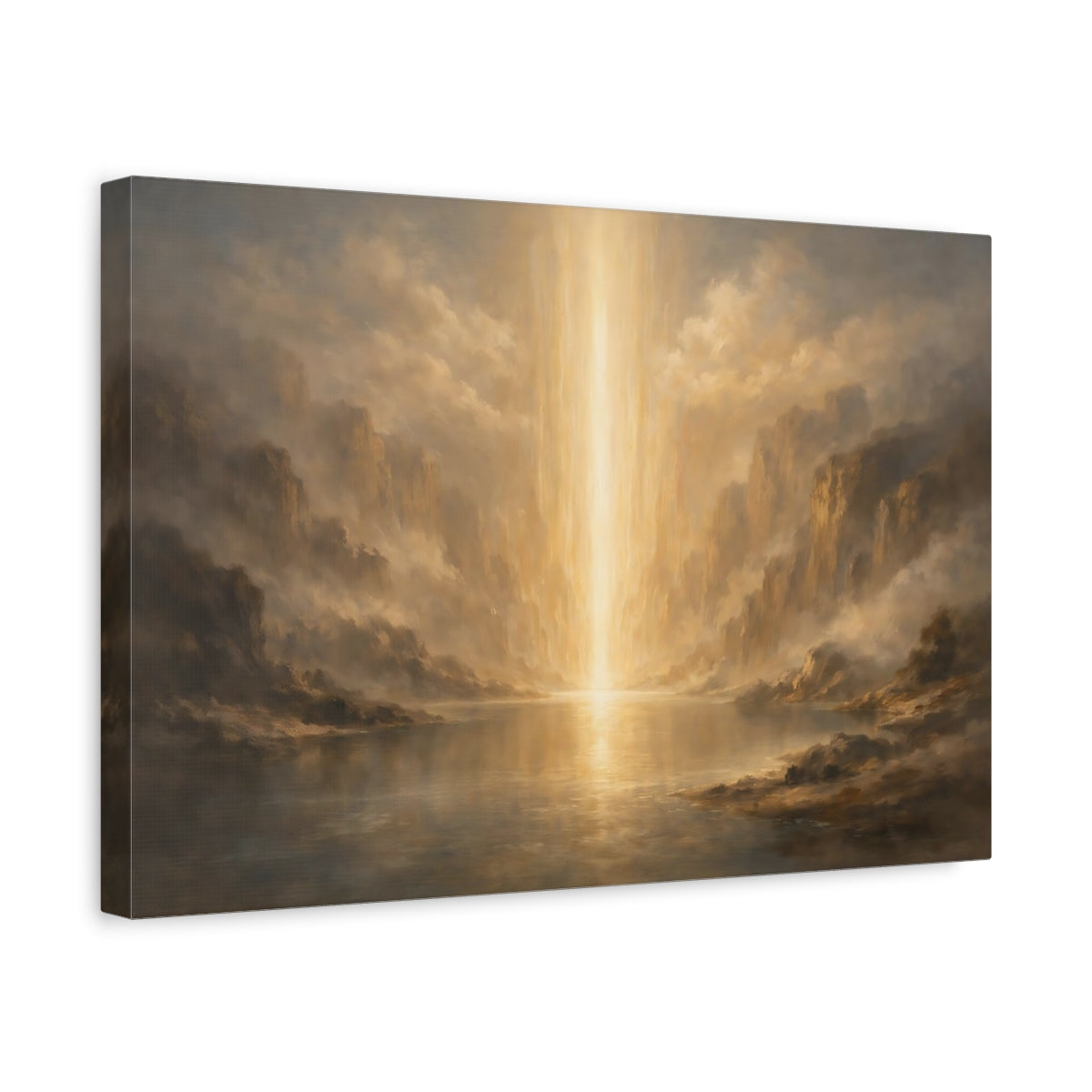 Side Mockup 4. Nature Light Beam Golden Light shown as stretched canvas wall art