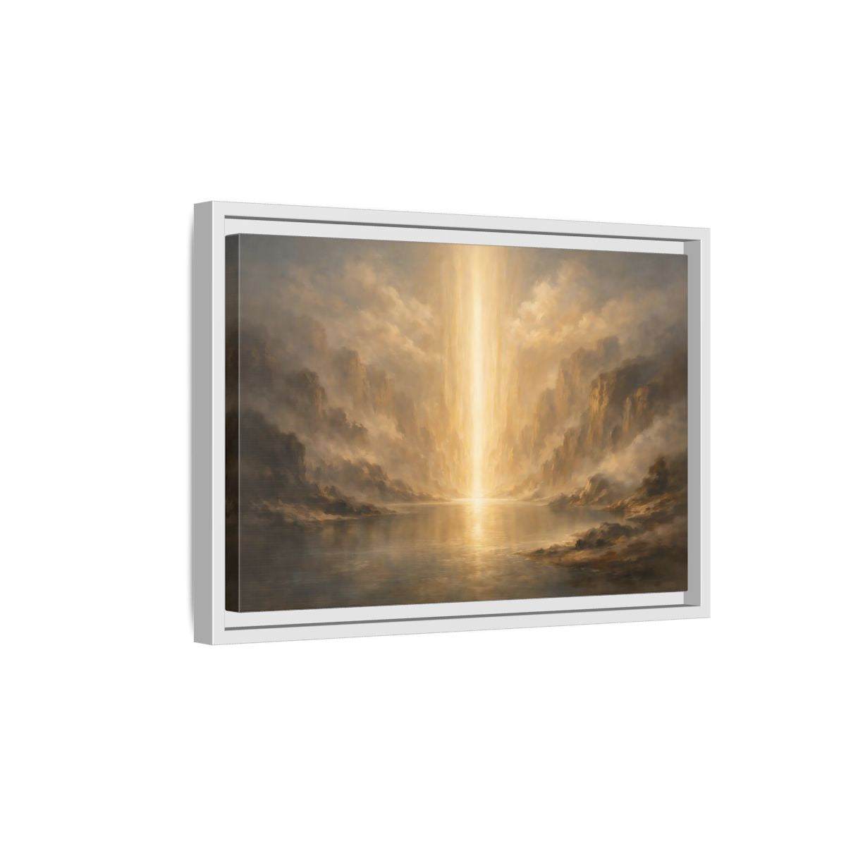 Side Mockup 4. Nature Light Beam Golden Light Landscape shown as stretched canvas wall art
