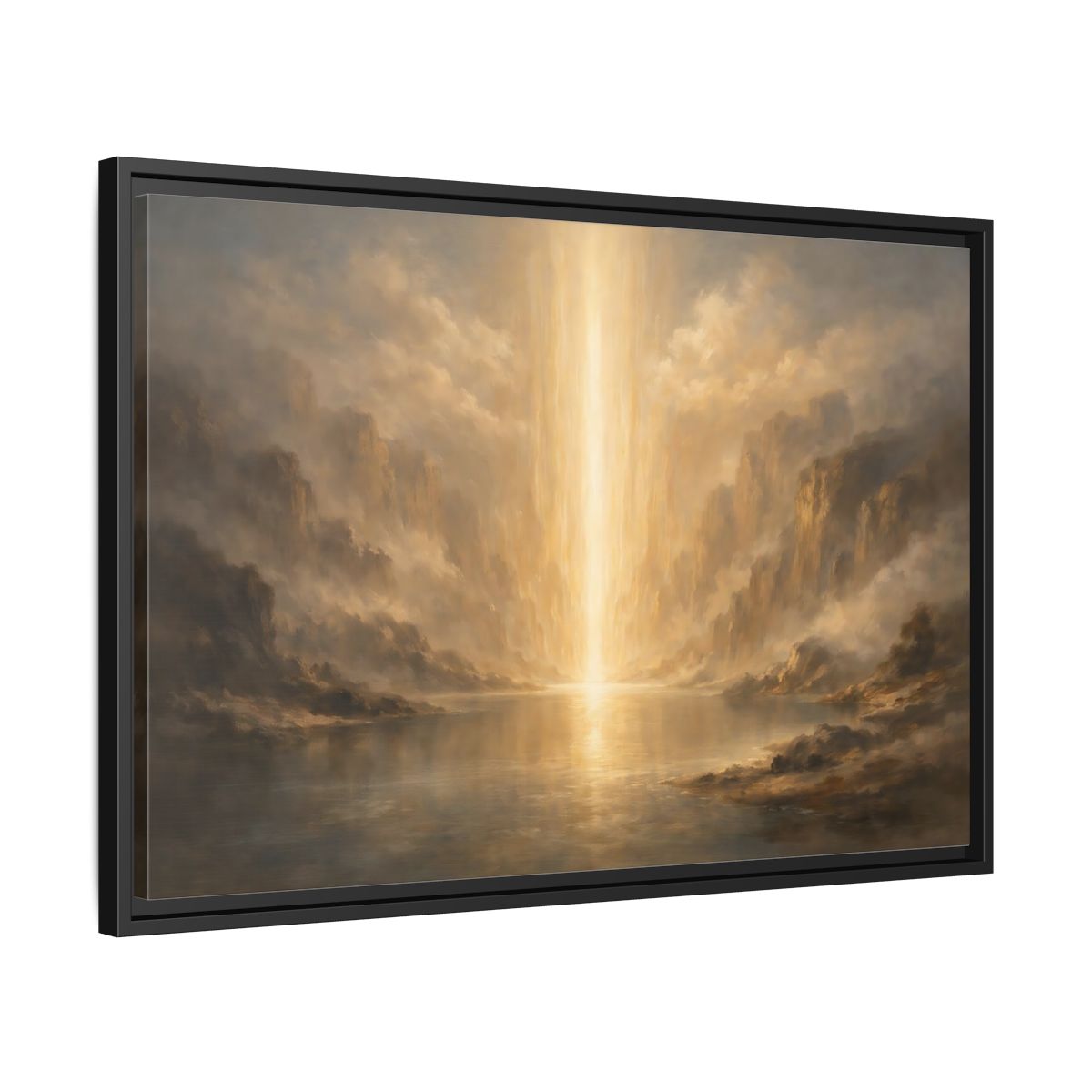 Side Mockup 14. Nature Light Beam Golden Light Landscape shown as stretched canvas wall art