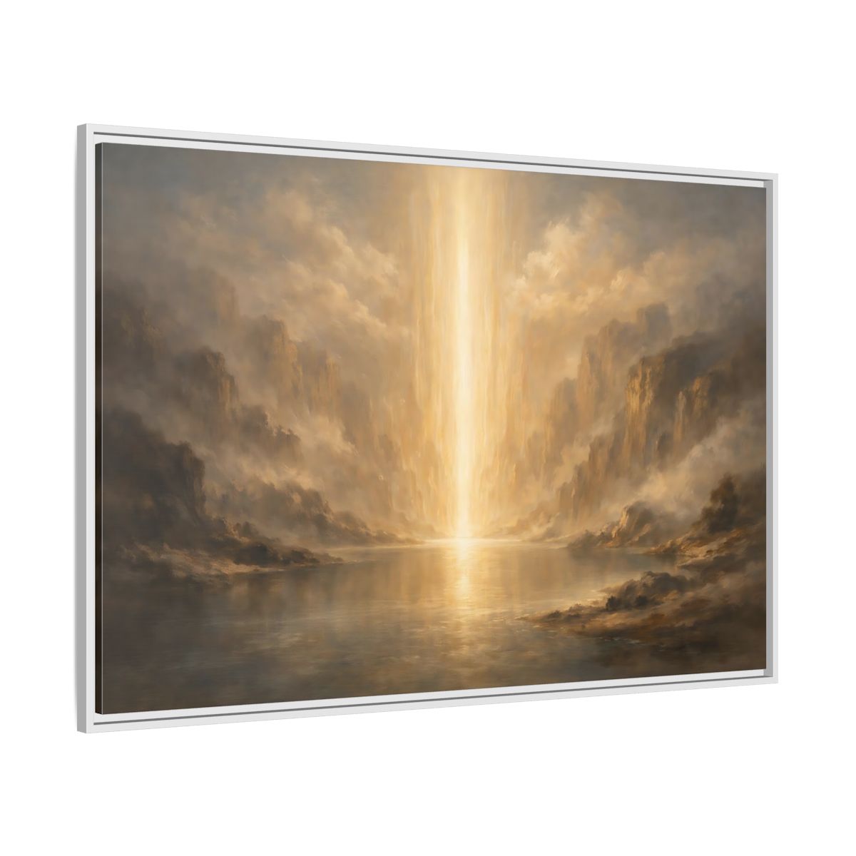 Side Mockup 7. Nature Light Beam Golden Light Landscape shown as stretched canvas wall art