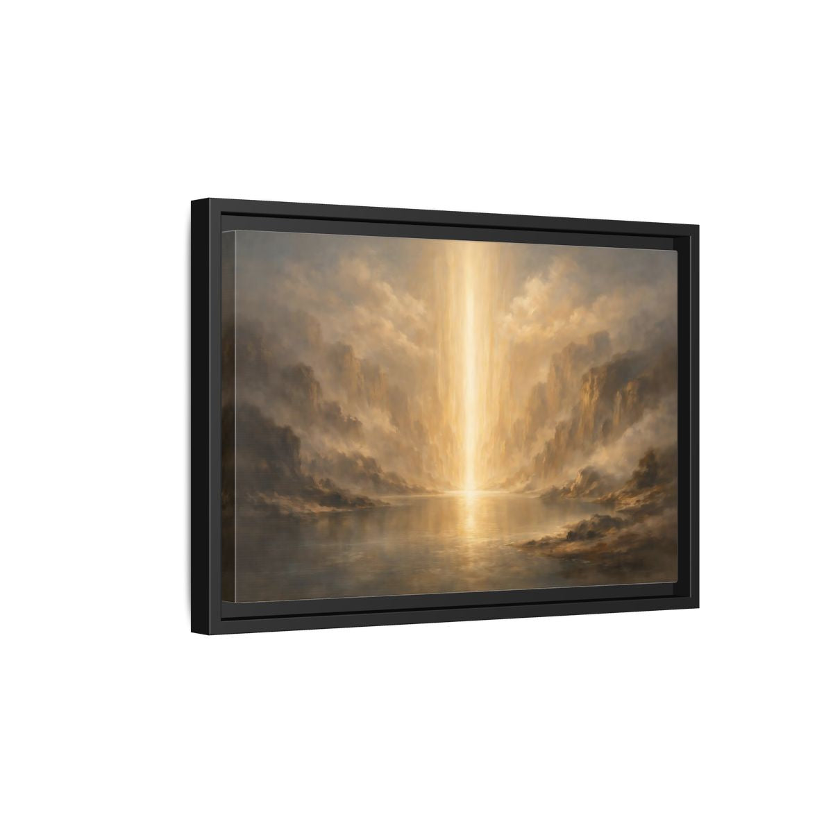 Side Mockup 6. Nature Light Beam Golden Light Landscape shown as stretched canvas wall art