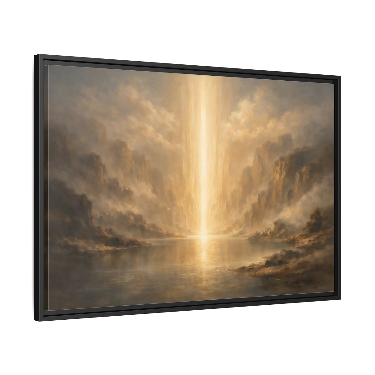 Side Mockup 13. Nature Light Beam Golden Light Landscape shown as stretched canvas wall art
