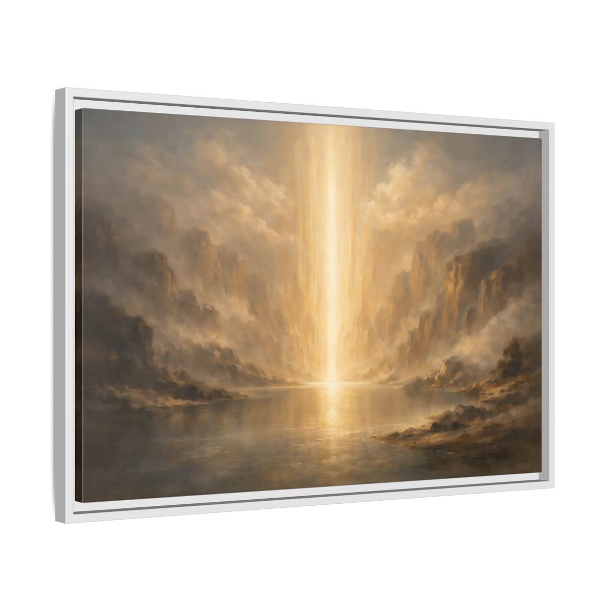 Side Mockup 10. Nature Light Beam Golden Light Landscape shown as stretched canvas wall art