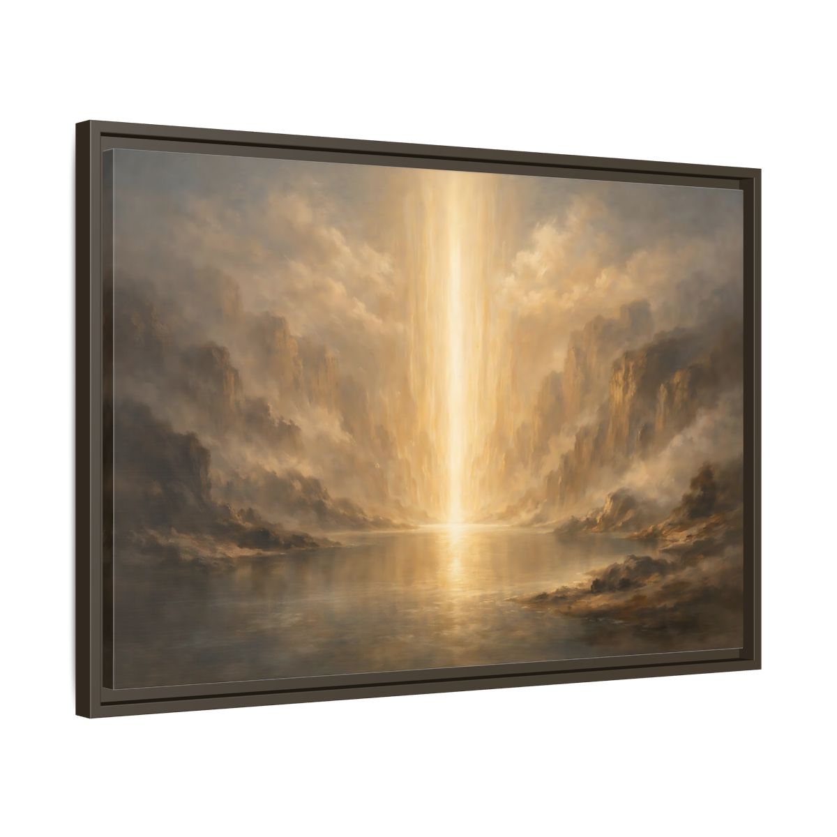 Side Mockup 11. Nature Light Beam Golden Light Landscape shown as stretched canvas wall art