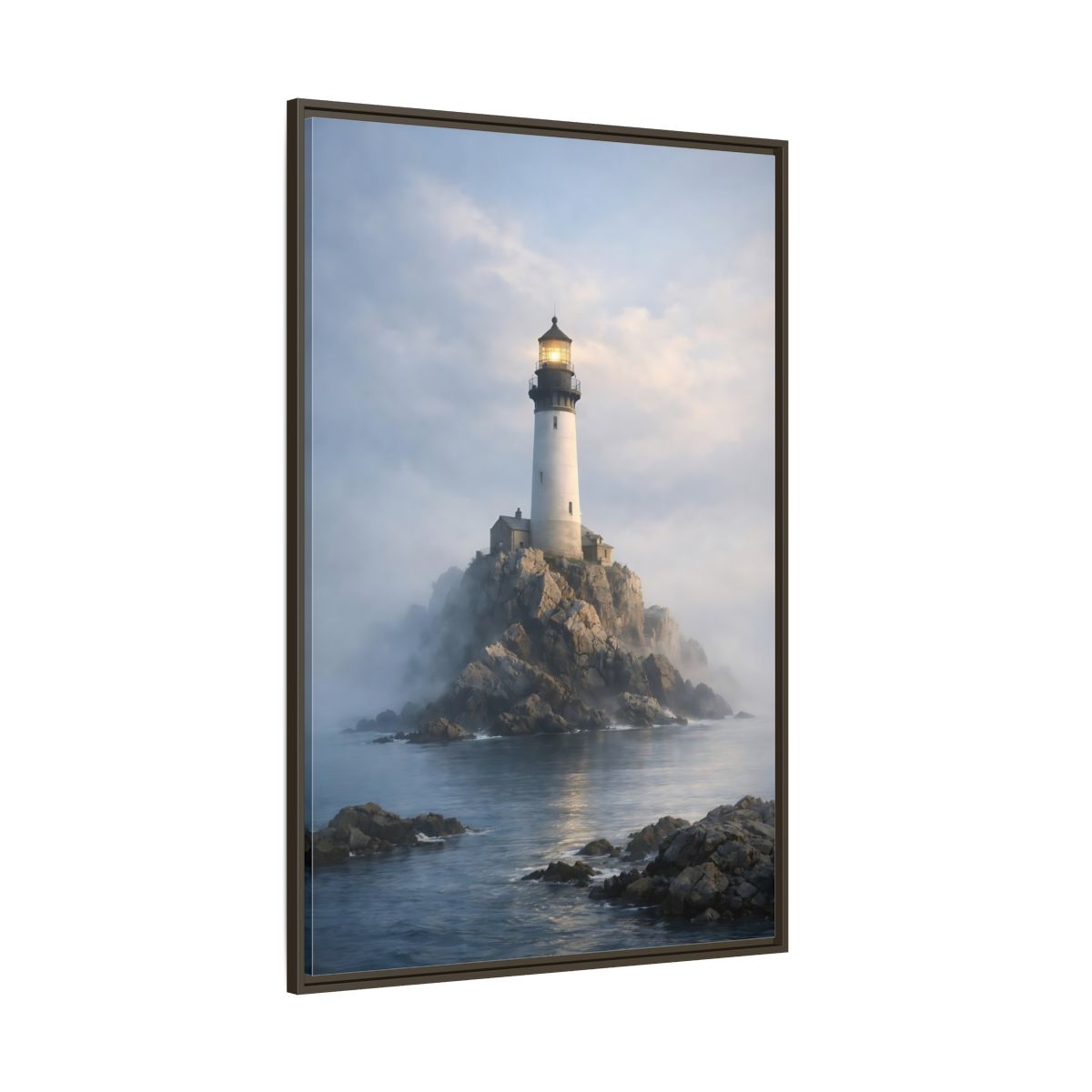 Side Mockup 8. Nature Lighthouse Coastal Blue shown as stretched canvas wall art