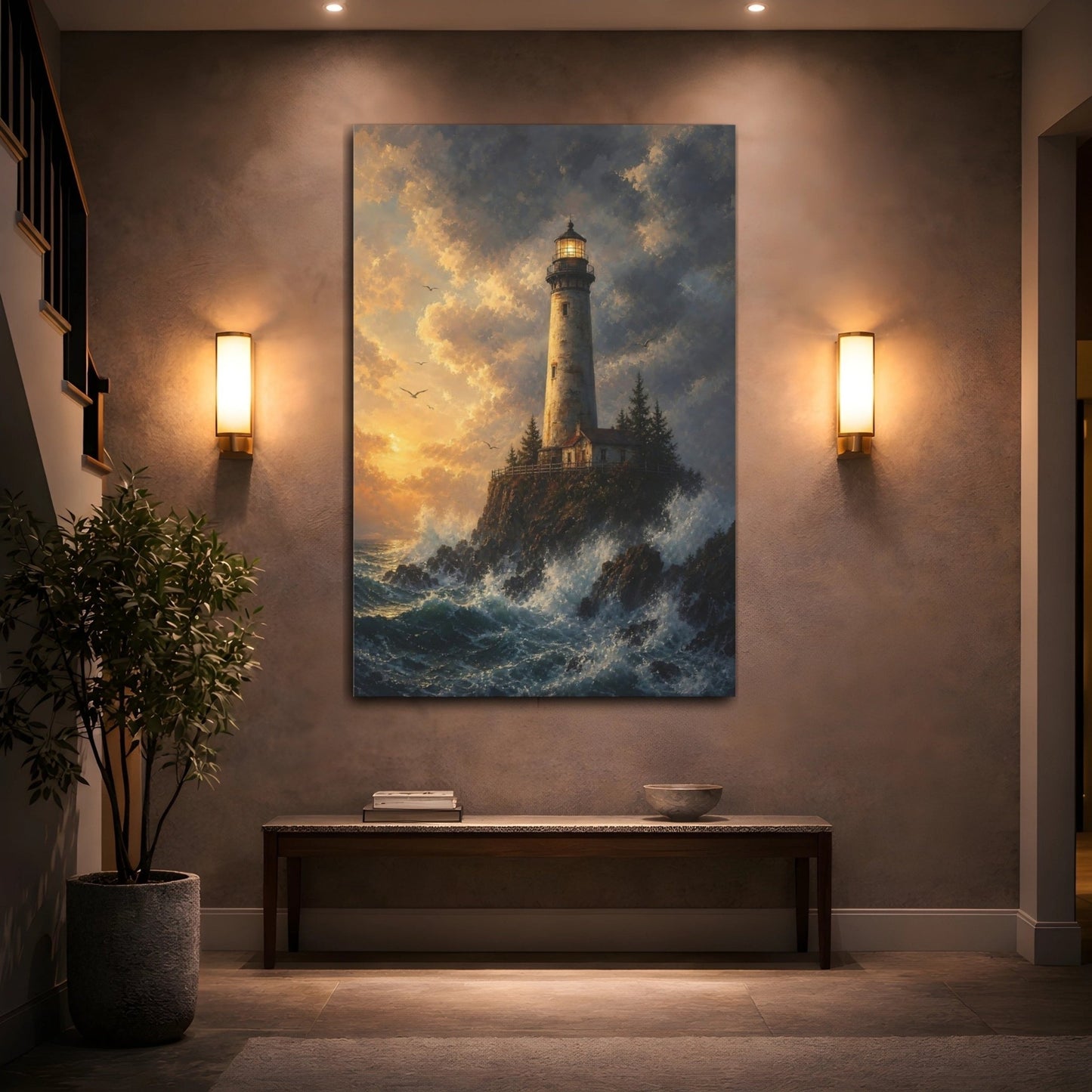 Nature Lighthouse Coastal Canvas Print – Living Room, Above Sofa - YesArtYes