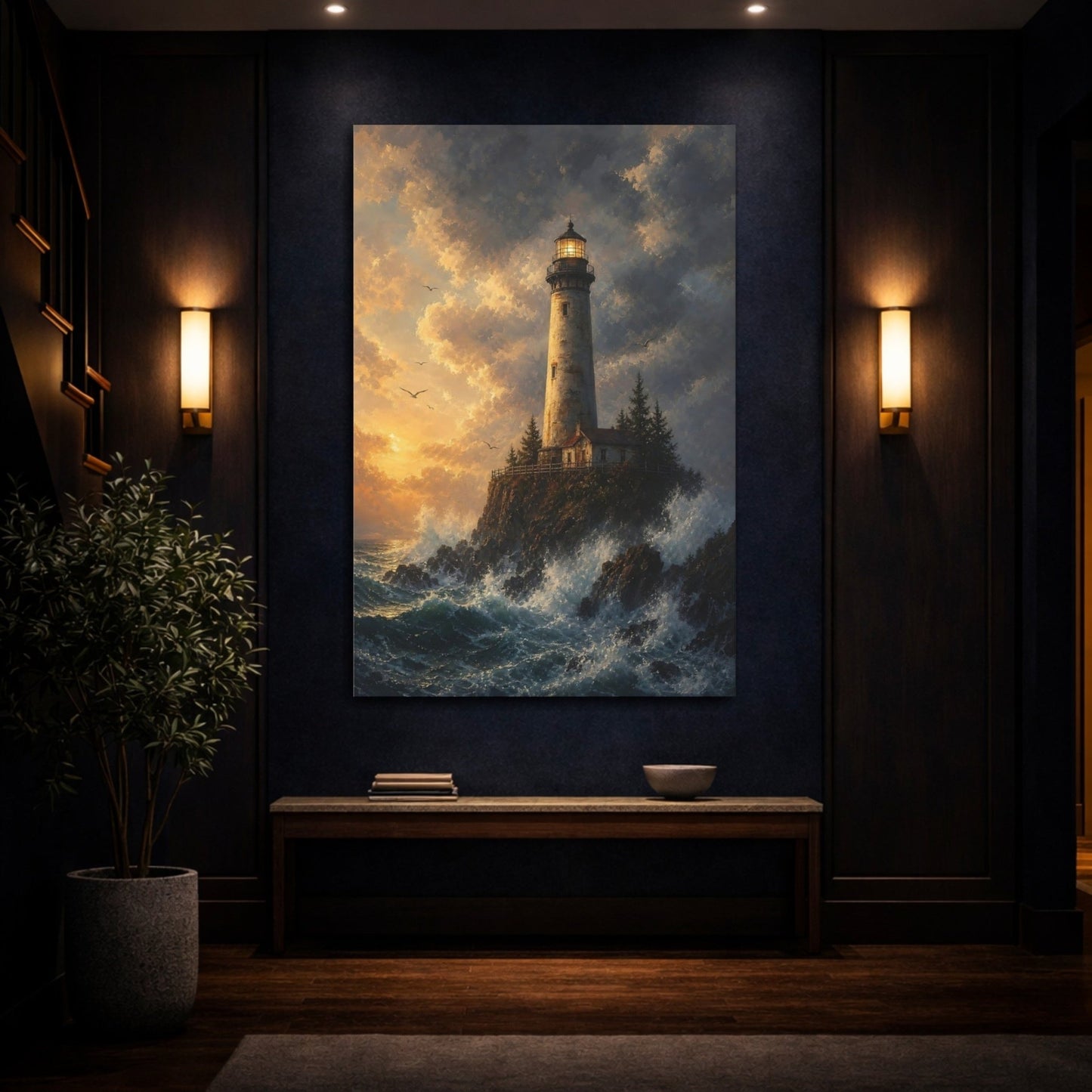 Nature Lighthouse Coastal Canvas Print – Living Room, Above Sofa - YesArtYes