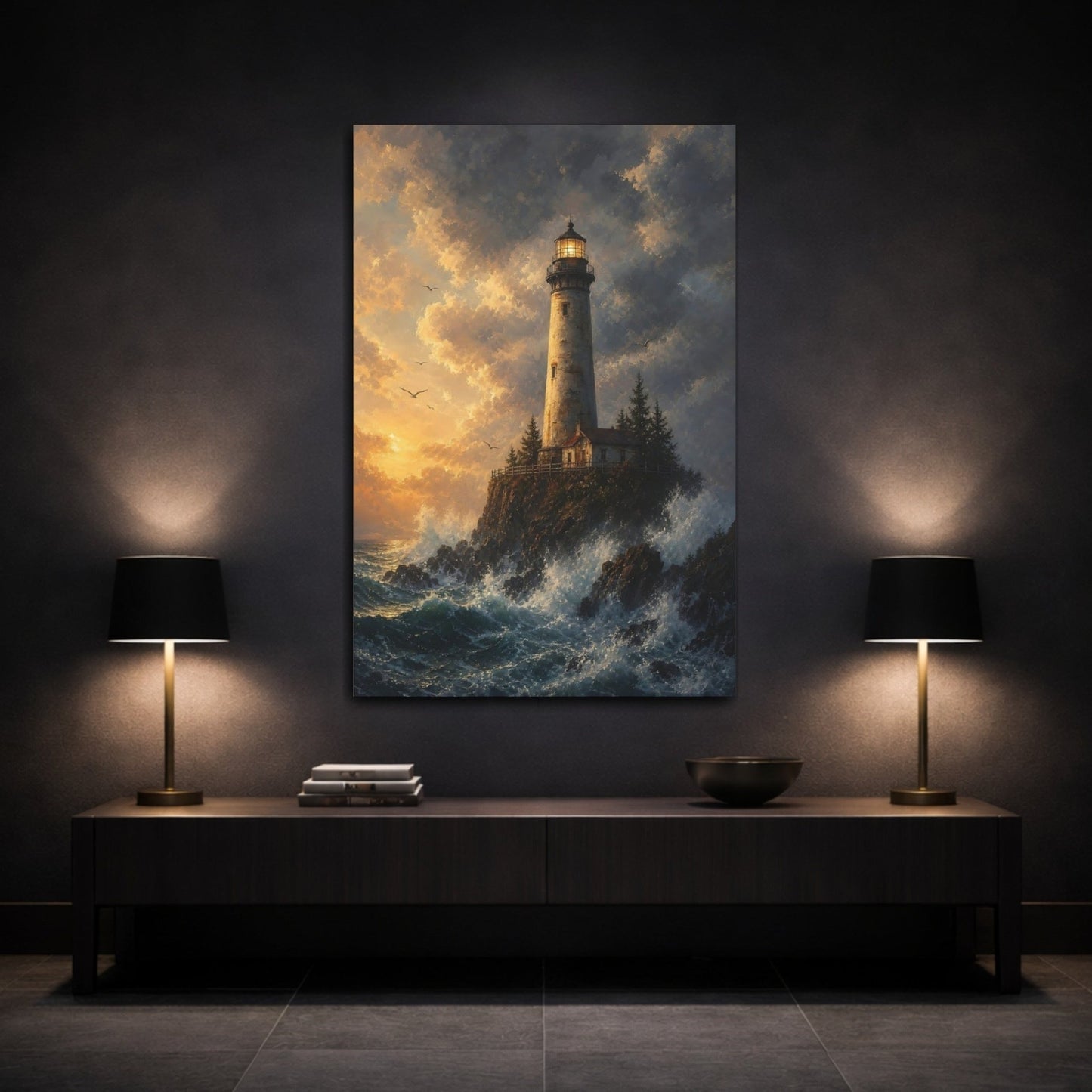 Nature Lighthouse Coastal Canvas Print – Living Room, Above Sofa - YesArtYes