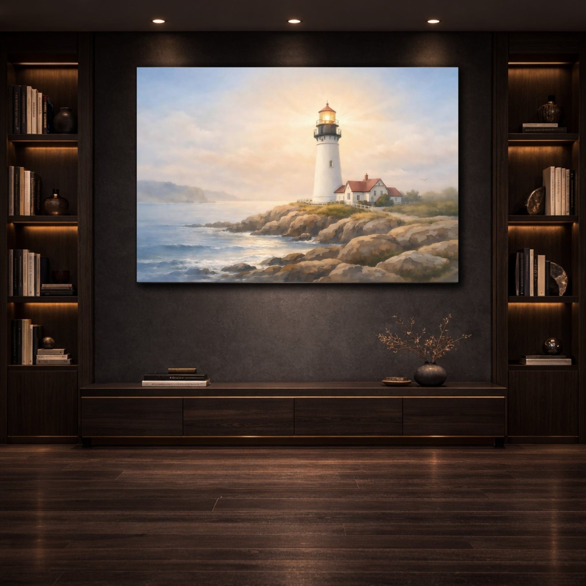Nature Lighthouse Coastal - Canvas Wall Art Print - YesArtYes