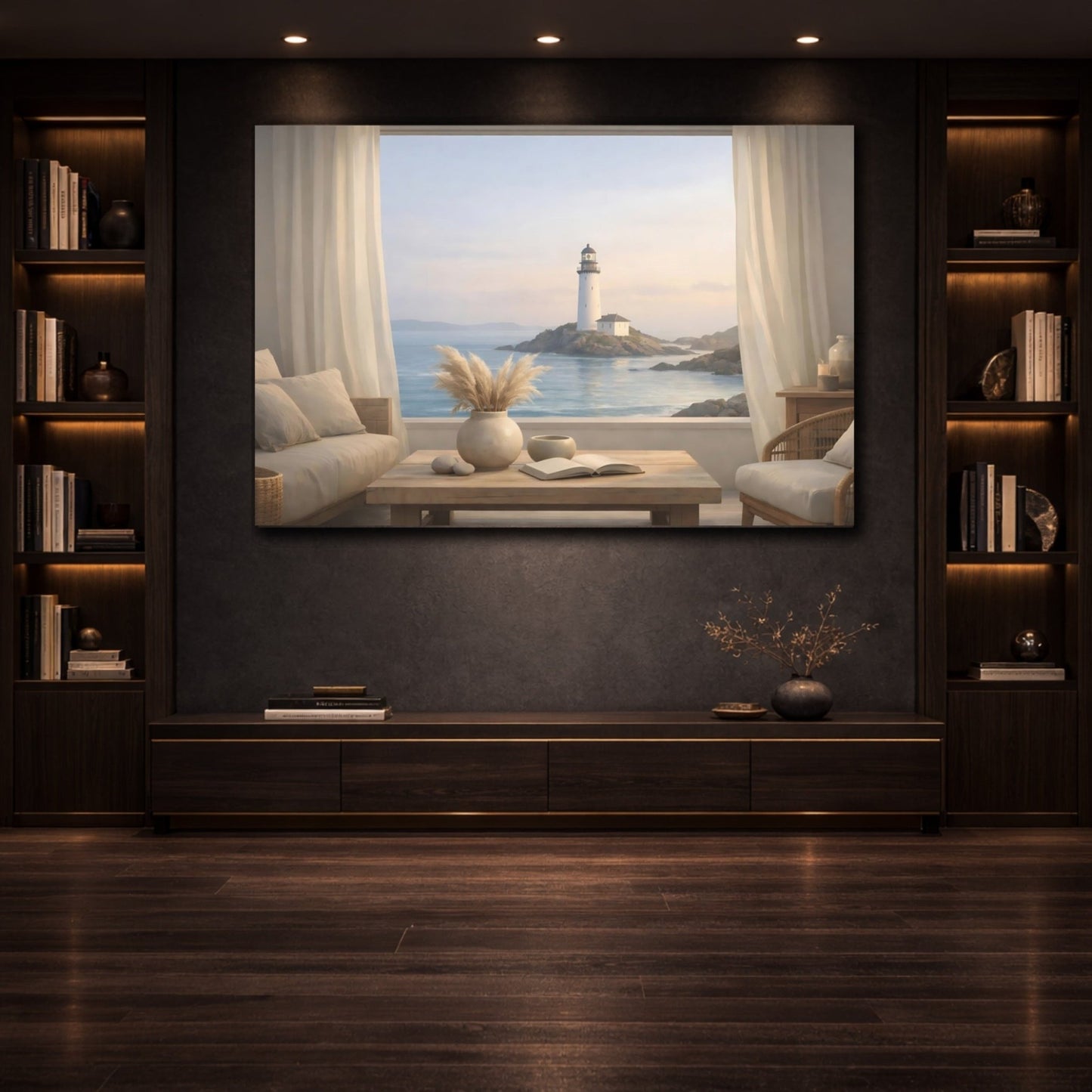 Nature Lighthouse Coastal - Canvas Wall Art Print - YesArtYes