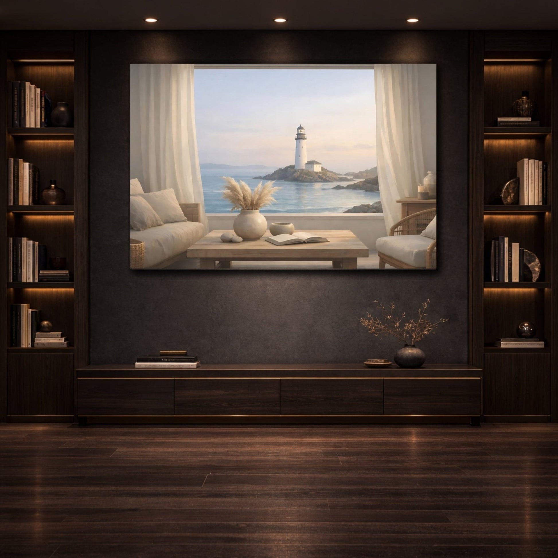 Nature Lighthouse Coastal - Canvas Wall Art Print - YesArtYes
