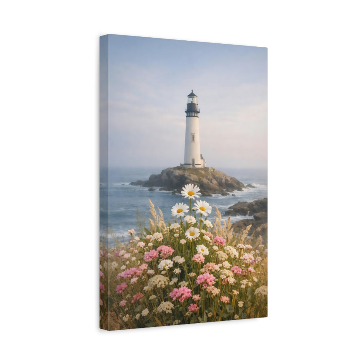 Side Mockup 4. Nature Lighthouse Coastal Lighthouse shown as stretched canvas wall art
