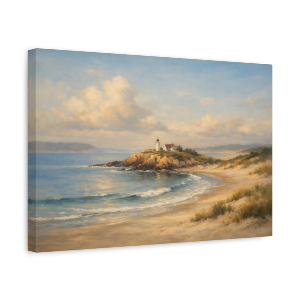 Side Mockup 4. Nature Lighthouse Coastal Lighthouse shown as stretched canvas wall art
