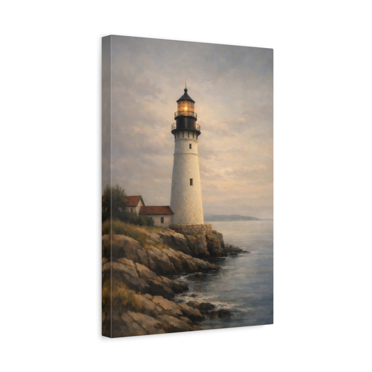 Side Mockup 4. Nature Lighthouse Coastal Lighthouse shown as stretched canvas wall art