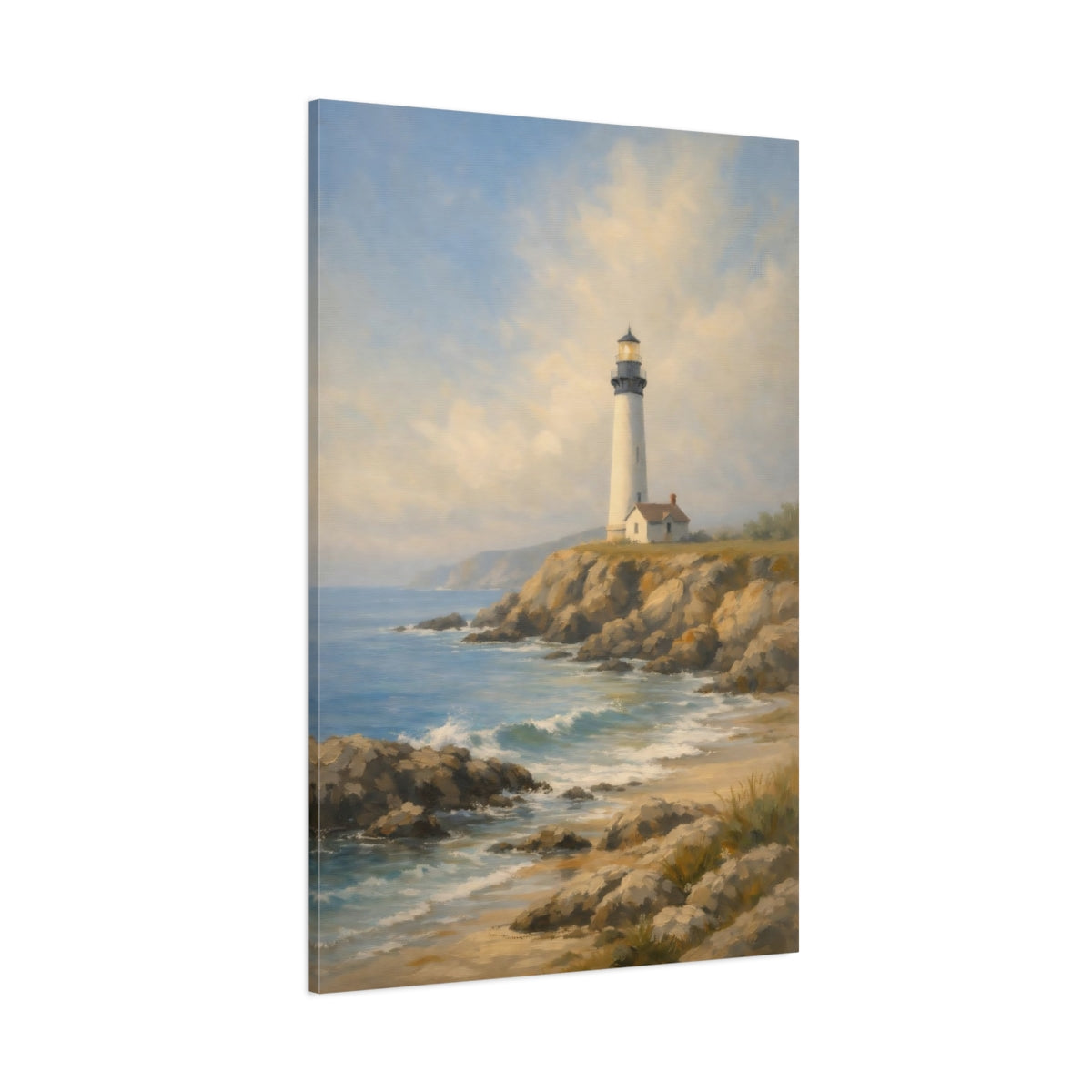 Main Mockup. Nature Lighthouse Coastal Lighthouse shown as stretched canvas wall art