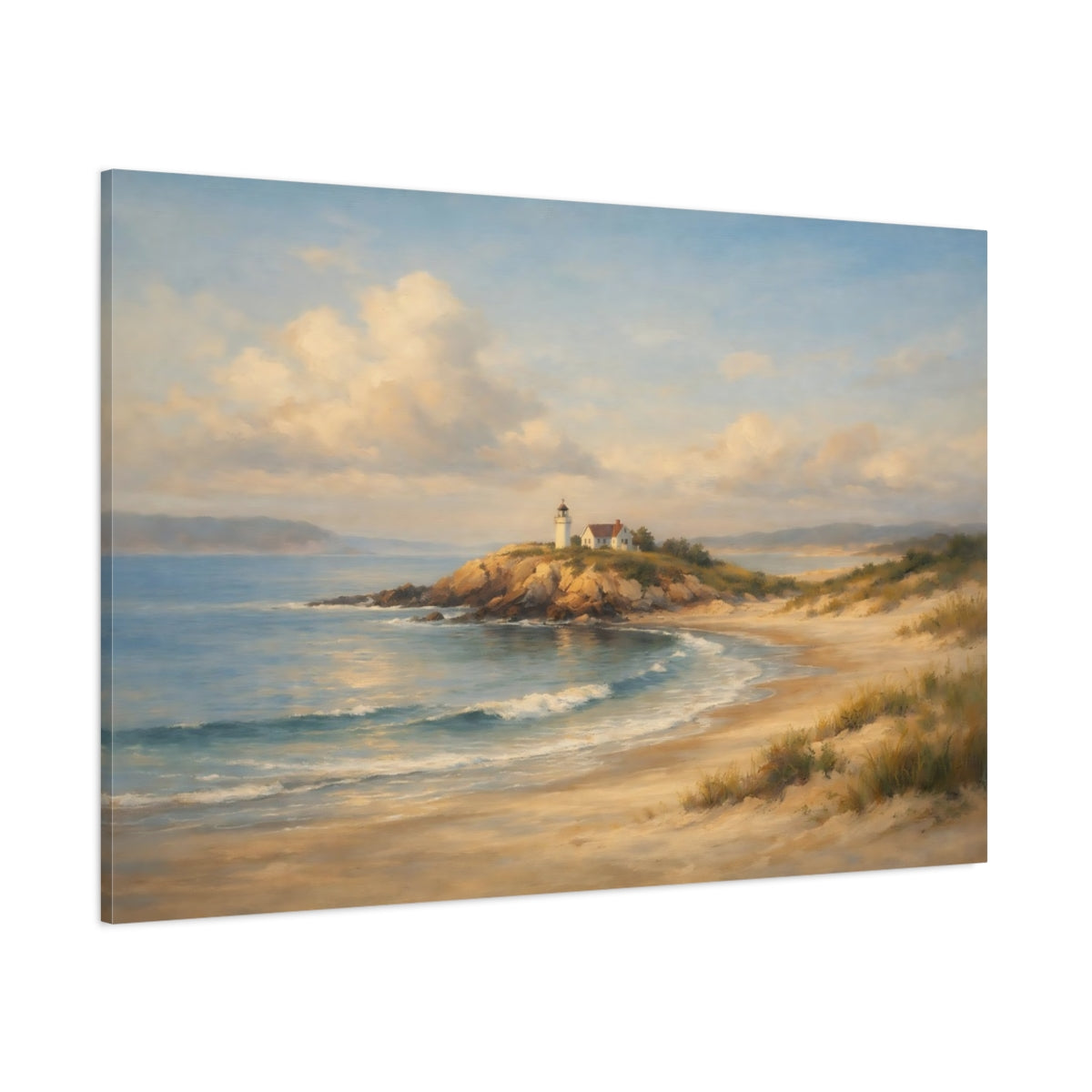 Main Mockup. Nature Lighthouse Coastal Lighthouse shown as stretched canvas wall art
