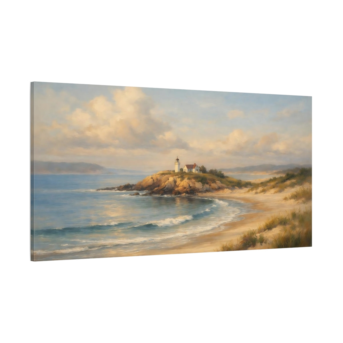 Main Mockup. Nature Lighthouse Coastal Lighthouse shown as stretched canvas wall art