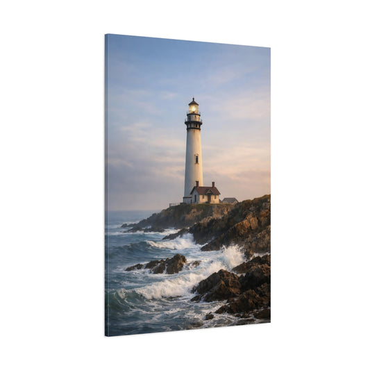 Main Mockup. Nature Lighthouse Coastal Lighthouse shown as stretched canvas wall art